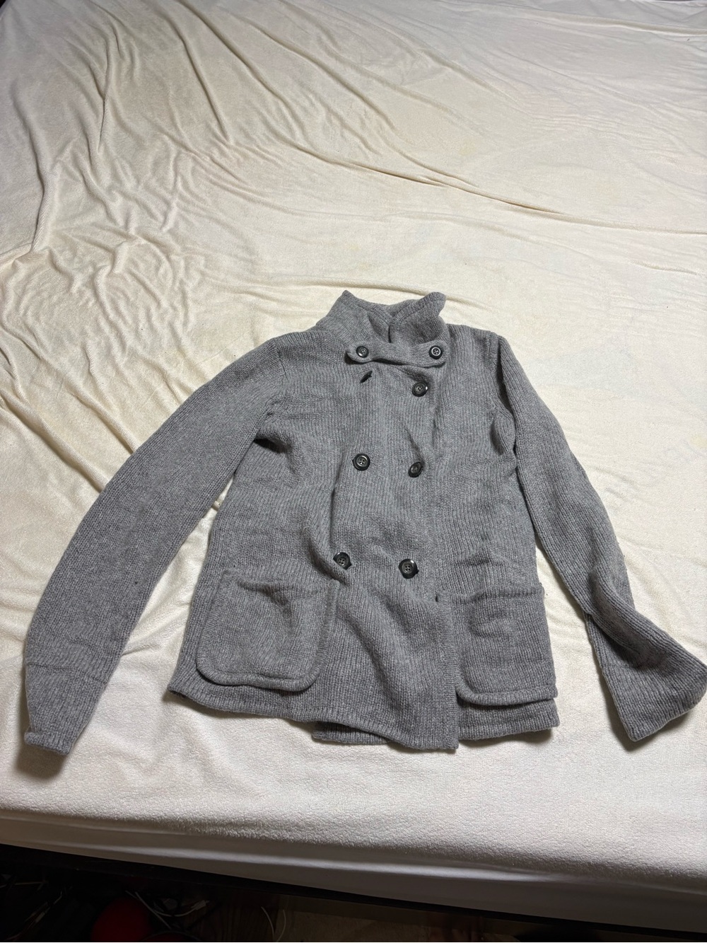GAP Double-Breasted Knit Pea Coat in Gray